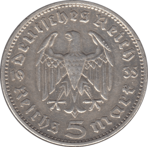 1935 GERMANY SILVER 5 MARKS ( UNC ) - SILVER WORLD COINS - Cambridgeshire Coins