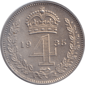 1935 MAUNDY FOURPENCE ( EF ) - Maundy Coins - Cambridgeshire Coins