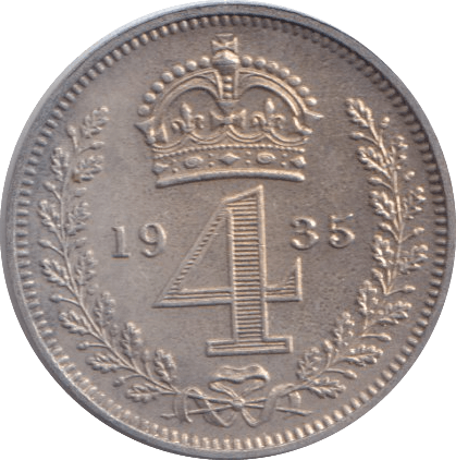 1935 MAUNDY FOURPENCE ( EF ) - Maundy Coins - Cambridgeshire Coins