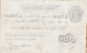 1935 SEPTEMBER 19TH BANK OF ENGLAND WHITE BANKNOTE PEPPIATT W£5-5 - £5 BANKNOTES WHITE - Cambridgeshire Coins