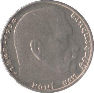1935 SILVER 2 MARK MINT MARK NAZI STATE GERMANY - SILVER WORLD COINS - Cambridgeshire Coins