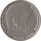 1935 SILVER 2 MARK MINT MARK NAZI STATE GERMANY - SILVER WORLD COINS - Cambridgeshire Coins