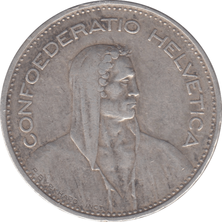1935 SILVER 5 FRANCS SWITZERLAND - WORLD COINS - Cambridgeshire Coins