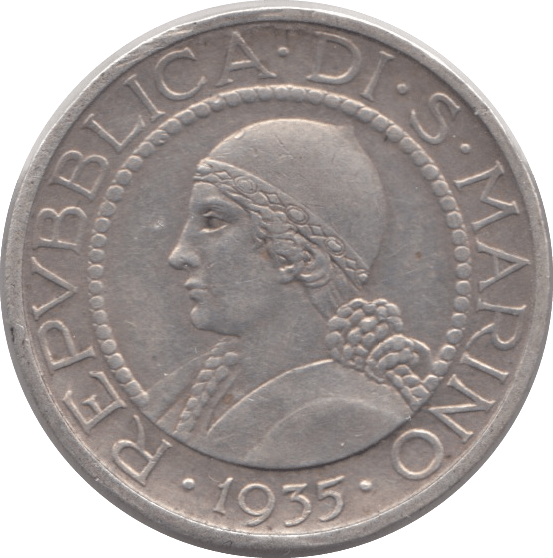 1935 SILVER 5 LIRE ITALY - SILVER WORLD COINS - Cambridgeshire Coins