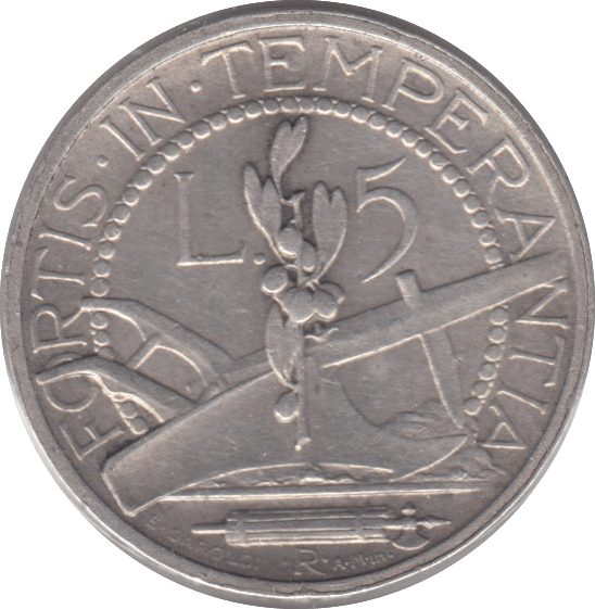 1935 SILVER 5 LIRE ITALY - SILVER WORLD COINS - Cambridgeshire Coins