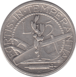 1935 SILVER 5 LIRE ITALY - SILVER WORLD COINS - Cambridgeshire Coins