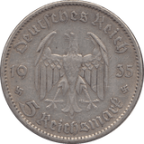 1935 SILVER 5 MARK MINT MARK A NAZI STATE GERMANY - SILVER WORLD COINS - Cambridgeshire Coins
