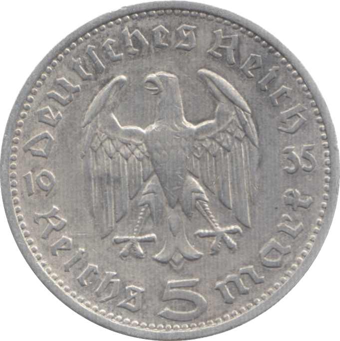 1935 SILVER 5 MARKS GERMANY - WORLD SILVER COINS - Cambridgeshire Coins