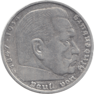 1935 SILVER 5 MARKS GERMANY - WORLD SILVER COINS - Cambridgeshire Coins