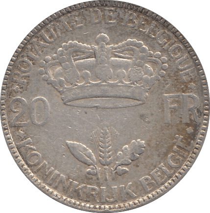 1935 SILVER BELGIUM 20 FRANCS - SILVER WORLD COINS - Cambridgeshire Coins
