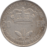 1935 SILVER BELGIUM 20 FRANCS - SILVER WORLD COINS - Cambridgeshire Coins