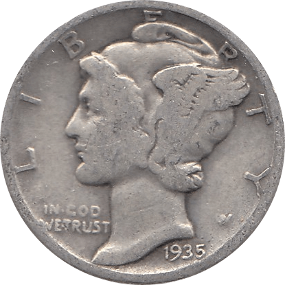 1935 SILVER DIME USA - SILVER WORLD COINS - Cambridgeshire Coins