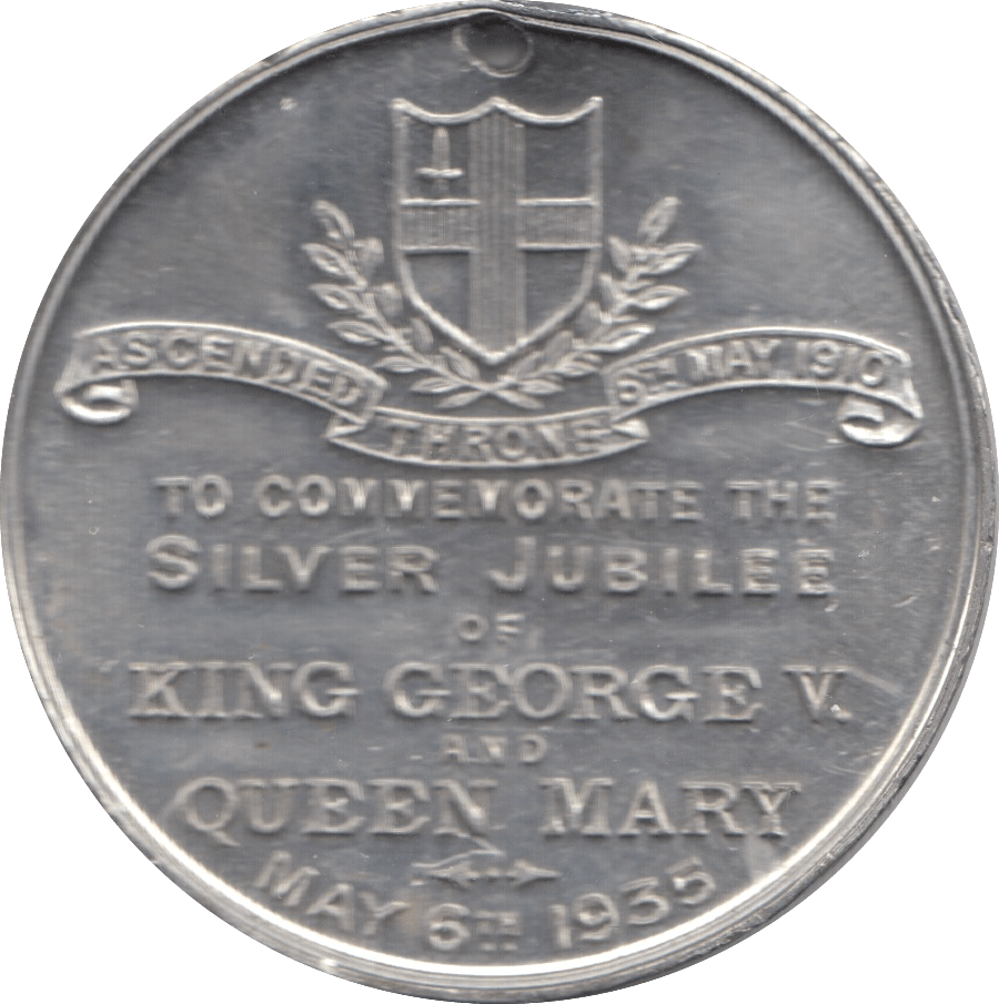 1935 SILVER JUBILEE KING GEORGE V AND QUEEN MARY HOLED MEDALLION 1