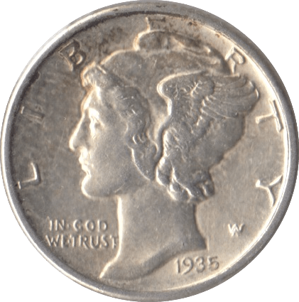 1935 SILVER ONE DIME USA - SILVER WORLD COINS - Cambridgeshire Coins