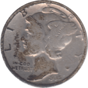 1935 USA SILVER DIME 10 CENTS - SILVER WORLD COINS - Cambridgeshire Coins