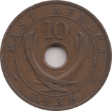 1936 10 CENTS EAST AFRICA - WORLD COINS - Cambridgeshire Coins