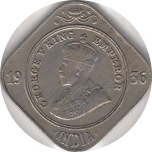 1936 2 ANNAS INDIA - WORLD COINS - Cambridgeshire Coins
