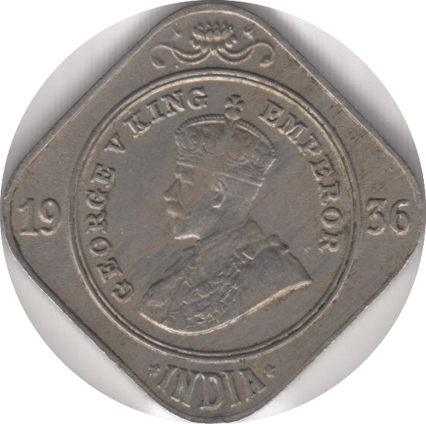 1936 2 ANNAS INDIA - WORLD COINS - Cambridgeshire Coins