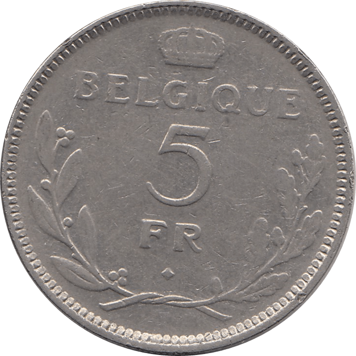 1936 5 FRANCS BELGIUM H22 - SILVER WORLD COINS - Cambridgeshire Coins