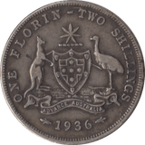 1936 AUSTRALIAN SILVER FLORIN - SILVER WORLD COINS - Cambridgeshire Coins