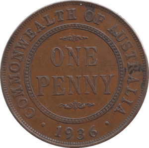 1936 COMMONWEALTH AUSTRALIA ONE PENNY - WORLD COINS - Cambridgeshire Coins