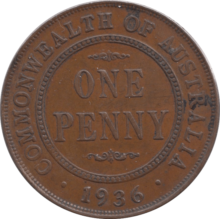 1936 COMMONWEALTH AUSTRALIA ONE PENNY - WORLD COINS - Cambridgeshire Coins