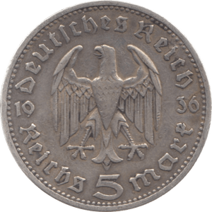 1936 GERMANY 5 MARKS - WORLD SILVER COINS - Cambridgeshire Coins