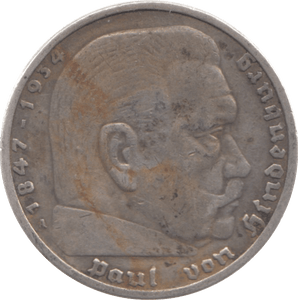1936 GERMANY 5 MARKS - WORLD SILVER COINS - Cambridgeshire Coins