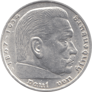 1936 GERMANY SILVER 5 MARK - SILVER WORLD COINS - Cambridgeshire Coins