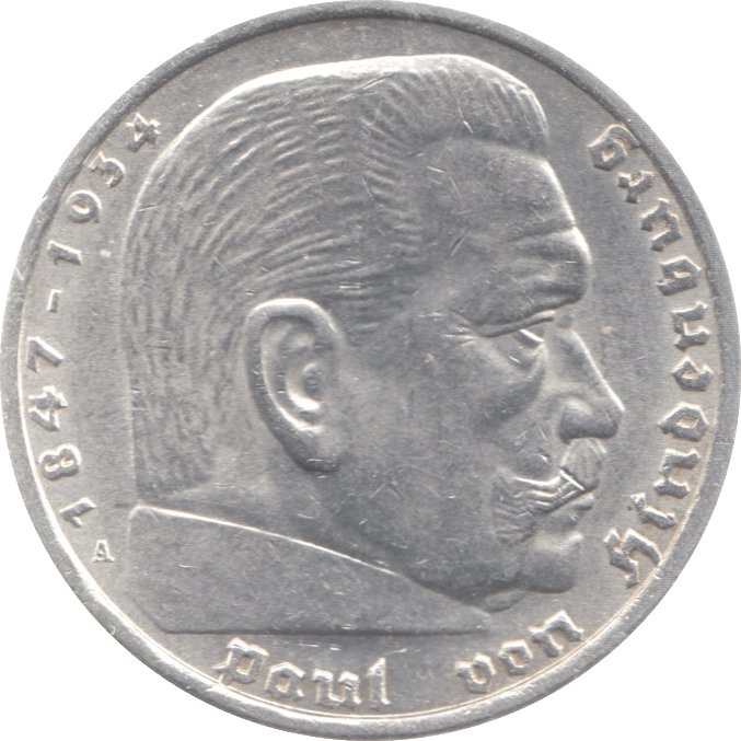 1936 GERMANY SILVER 5 MARK - SILVER WORLD COINS - Cambridgeshire Coins