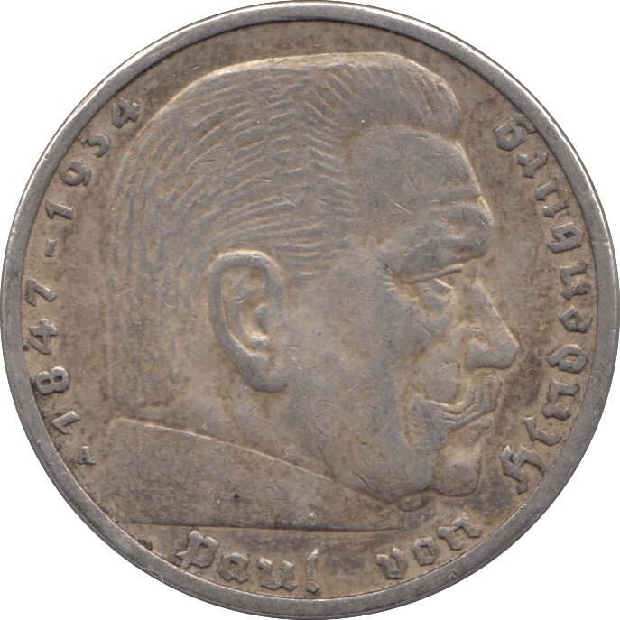 1936 GERMANY SILVER 5 MARK - SILVER WORLD COINS - Cambridgeshire Coins