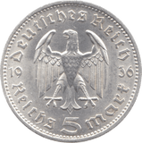 1936 GERMANY SILVER 5 MARK - SILVER WORLD COINS - Cambridgeshire Coins