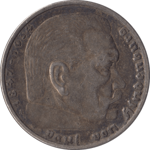 1936 GERMANY SILVER 5 MARKS - SILVER WORLD COINS - Cambridgeshire Coins
