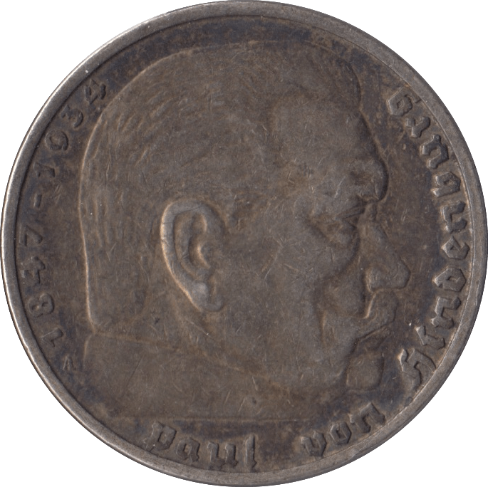 1936 GERMANY SILVER 5 MARKS - SILVER WORLD COINS - Cambridgeshire Coins