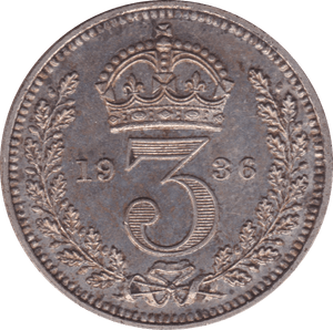1936 MAUNDY THREE PENCE ( UNC ) - Maundy Coins - Cambridgeshire Coins