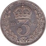 1936 MAUNDY THREE PENCE ( UNC ) - Maundy Coins - Cambridgeshire Coins