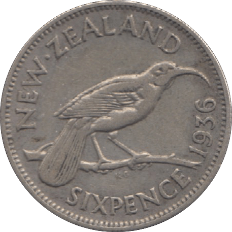 1936 NEW ZEALAND SIXPENCE - WORLD COINS - Cambridgeshire Coins