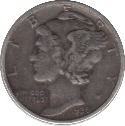 1936 SILVER 1 DIME USA - SILVER WORLD COINS - Cambridgeshire Coins