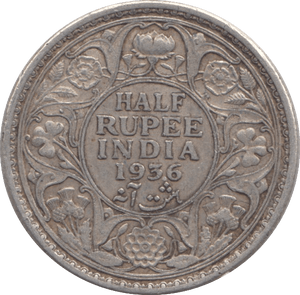 1936 SILVER 1/2 RUPEE INDIA - WORLD COINS - Cambridgeshire Coins