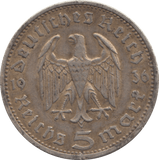 1936 SILVER 5 MARKS GERMANY - WORLD SILVER COINS - Cambridgeshire Coins