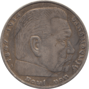 1936 SILVER 5 MARKS GERMANY - WORLD SILVER COINS - Cambridgeshire Coins