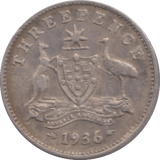 1936 SILVER AUSTRALIA THREEPENCE - SILVER WORLD COINS - Cambridgeshire Coins