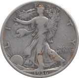1936 SILVER HALF DOLLAR USA - SILVER WORLD COINS - Cambridgeshire Coins