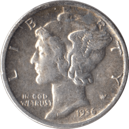 1936 SILVER ONE DIME USA - SILVER WORLD COINS - Cambridgeshire Coins