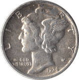 1936 SILVER ONE DIME USA - SILVER WORLD COINS - Cambridgeshire Coins