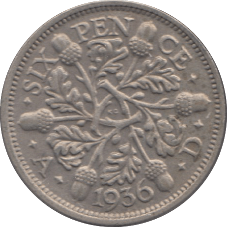 1936 SIXPENCE ( EF ) 8 - SIXPENCE - Cambridgeshire Coins