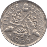 1936 THREEPENCE ( UNC ) - Threepence - Cambridgeshire Coins