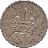 1937 AUSTRALIA SILVER ONE CROWN - WORLD COINS - Cambridgeshire Coins
