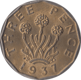 1937 BRASS THREEPENCE ( BU ) - Threepence - Cambridgeshire Coins