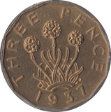 1937 BRASS THREEPENCE ( PROOF ) - Threepence - Cambridgeshire Coins